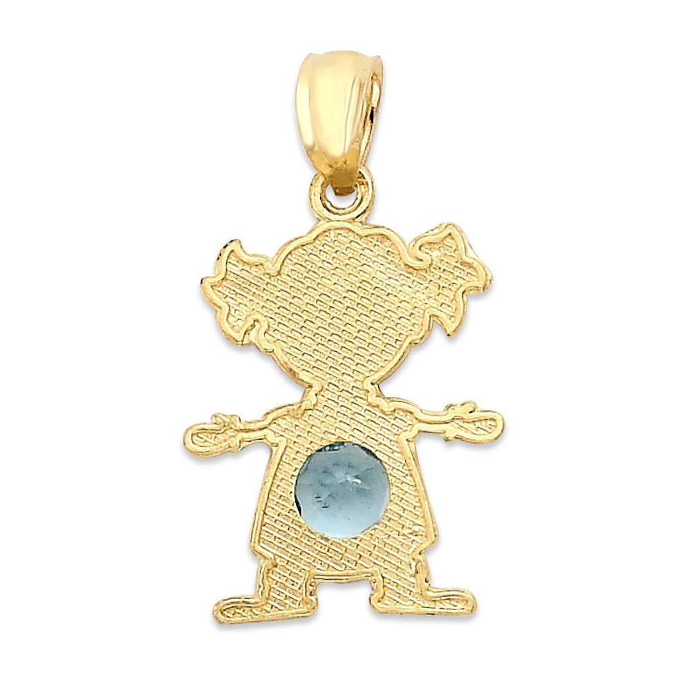 10k Solid Gold Newborn Baby Girl Pendant with Birthstone of Choice for Necklace - Picture 4 of 16